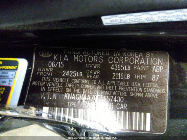 KNAGM4A70F5657430 KIA Optima Lx