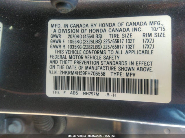 Honda CR-V EX 2015 2HKRM4H59FH706558 Image 9