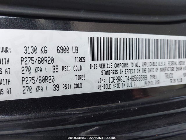 1C6RR6LT4HS500689 RAM 1500 Lone Star