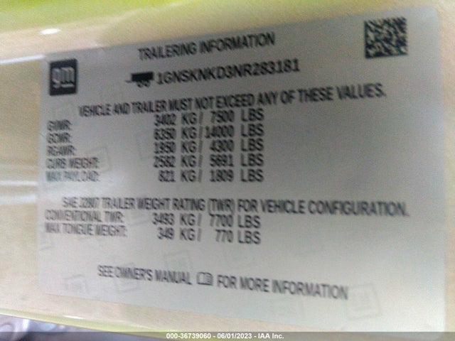 Chevrolet Tahoe Lt 2022 1GNSKNKD3NR283181 Image 9