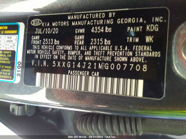 5XXG14J21MG007708 KIA K5 LXS