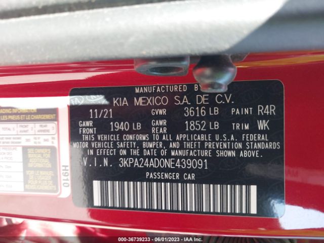 3KPA24AD0NE439091 KIA RIO S
