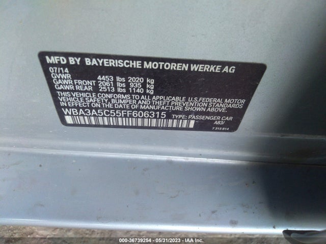 BMW 3 Series 328i 2015 WBA3A5C55FF606315 Image 9