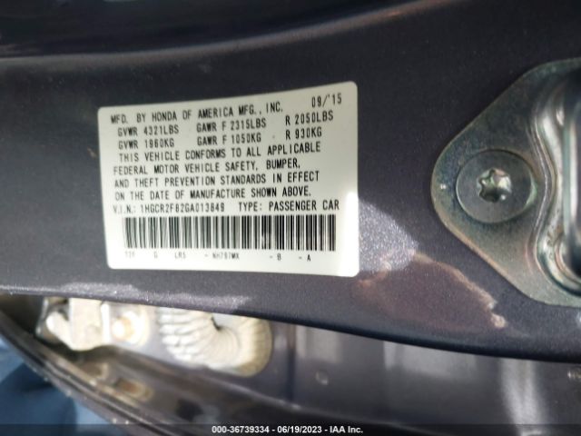 1HGCR2F82GA013849 Honda Accord Ex-l