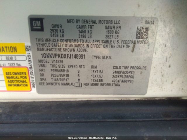 1GKKVPKDXFJ148991 GMC ACADIA SLE