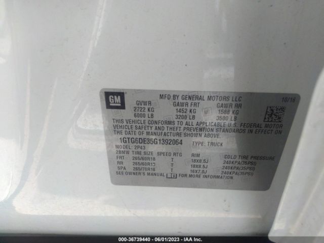 1GTG6DE35G1392064 GMC Canyon 4wd Slt