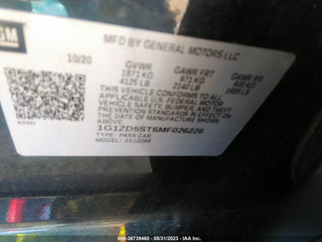 Chevrolet MALIBU LT 2021 1G1ZD5ST6MF026226 Image 9