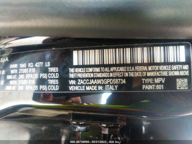 ZACCJAAW3GPD58734 Jeep Renegade Sport