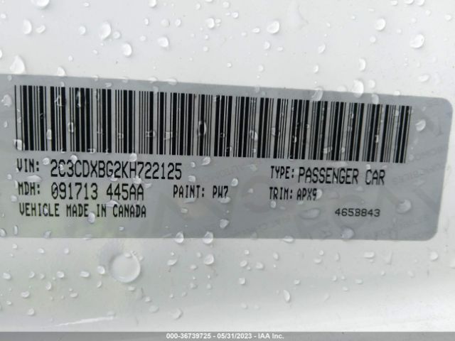 2C3CDXBG2KH722125 Dodge Charger Sxt