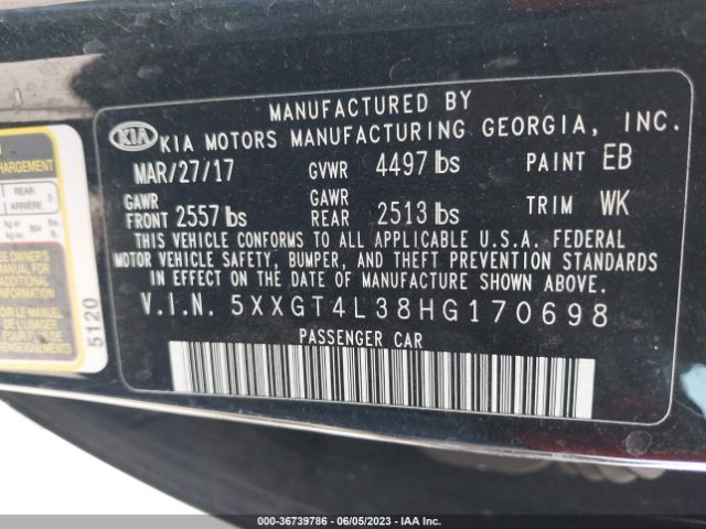 5XXGT4L38HG170698 KIA Optima Lx