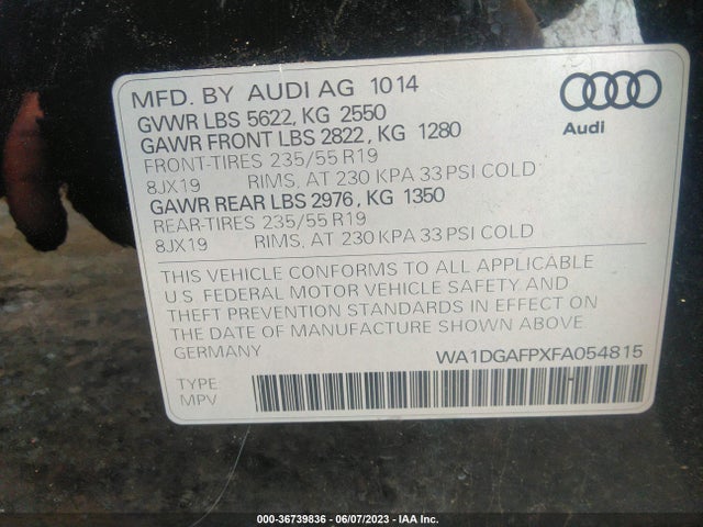 Audi Q5 Premium Plus 2015 WA1DGAFPXFA054815 Image 9