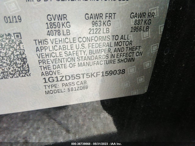 Chevrolet MALIBU LT 2019 1G1ZD5ST5KF159038 Image 9
