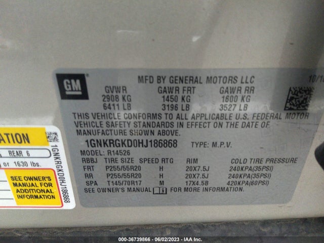 Chevrolet Traverse Lt 2017 1GNKRGKD0HJ186868 Image 9