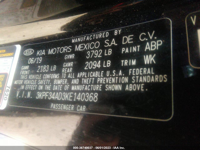 KIA FORTE S 2019 3KPF34AD3KE140368 Image 10