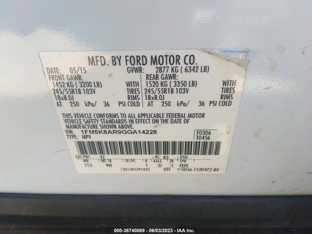 Ford UTILITY POLICE 2016 1FM5K8AR9GGA14228 Image 10