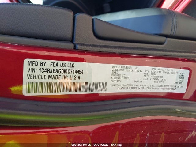 1C4RJEAG0MC714454 Jeep Grand Cherokee Laredo X