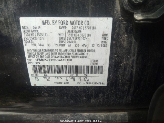 1FMSK7FH6LGA10158 Ford Explorer Limited