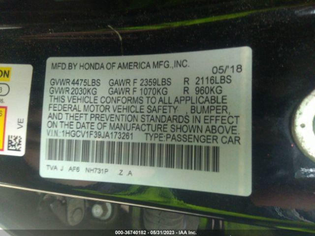 1HGCV1F39JA173261 Honda Accord Sedan Sport 1.5t
