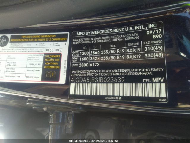 4JGDA5JB3JB023639 Mercedes-Benz Gle Gle 350