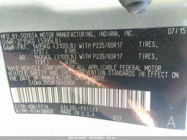 Toyota SIENNA LE 2015 5TDKK3DC8FS640908 Image 10