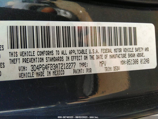 2010 DODGE JOURNEY SE VIN: 3D4PG4FB3AT212277