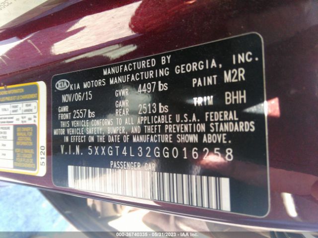 KIA Optima Lx 2016 5XXGT4L32GG016258 Image 10
