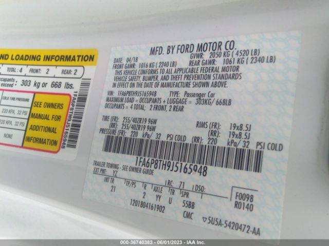 1FA6P8TH9J5165948 Ford Mustang Ecoboost