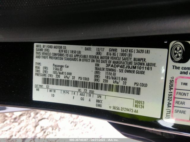 3FADP4EJ9JM101161 Ford FIESTA SE