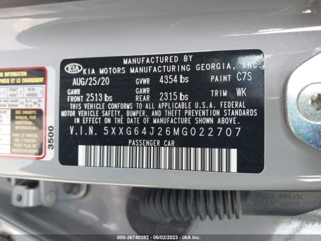 5XXG64J26MG022707 KIA K5 Gt-line