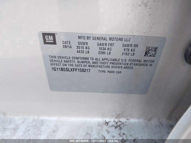 Chevrolet MALIBU LS 2015 1G11B5SLXFF158217 Image 9