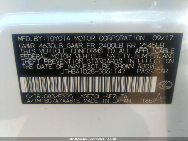 JTHBA1D28H5061147 Lexus Is Is Turbo