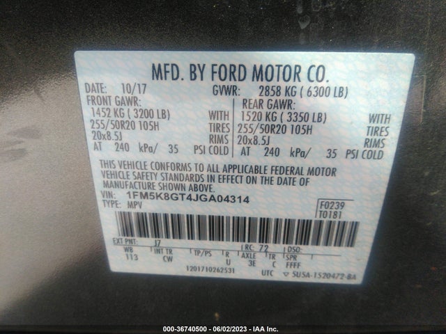 Ford EXPLORER SPORT 2018 1FM5K8GT4JGA04314 Image 11