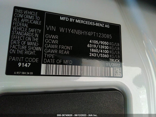 2023 Mercedes-Benz Sprinter, VIN: W1Y4NBHY4PT123085