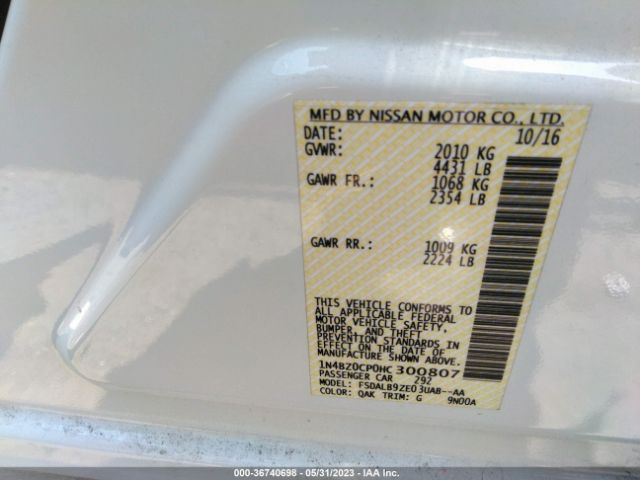 1N4BZ0CP0HC300807 Nissan LEAF S