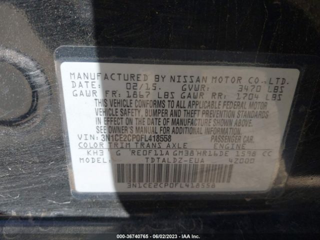 3N1CE2CP0FL418558 Nissan Versa Note S/s Plus/sv/sr/sl
