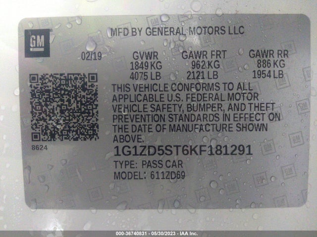 Chevrolet MALIBU LT 2019 1G1ZD5ST6KF181291 Image 11