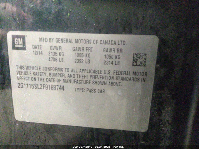 Chevrolet IMPALA LT 2015 2G1115SL2F9188744 Image 10