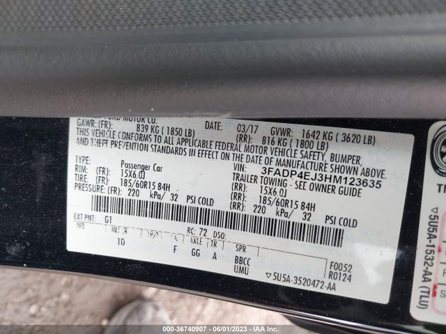 Ford FIESTA SE 2017 3FADP4EJ3HM123635 Image 11