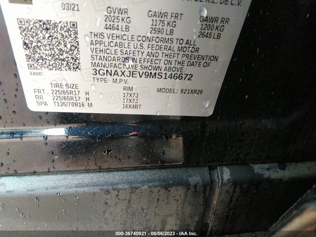 Chevrolet EQUINOX LT 2021 3GNAXJEV9MS146672 Image 9