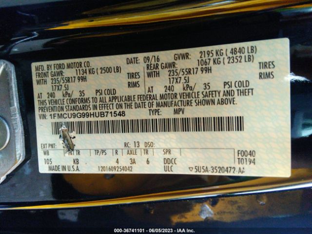 1FMCU9G99HUB71548 Ford ESCAPE SE