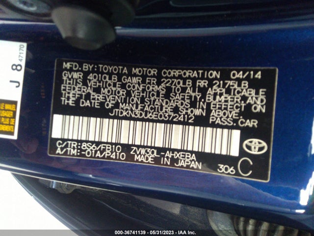 Toyota Prius Four/five/three/one/two 2014 JTDKN3DU6E0372412 Image 9