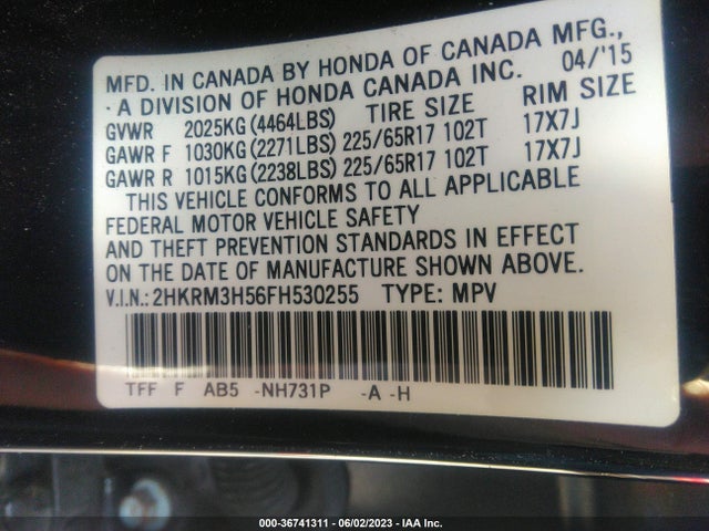 Honda CR-V EX 2015 2HKRM3H56FH530255 Image 9