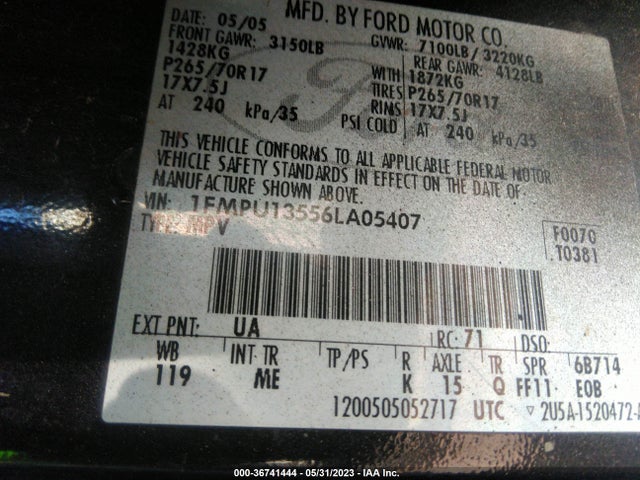 2006 FORD EXPEDITION XLS VIN: 1FMPU13556LA05407