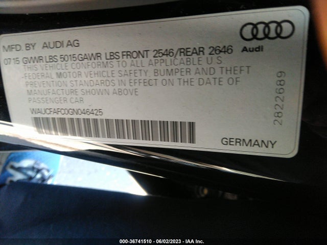 WAUCFAFC0GN046425 Audi A6 2.0t Premium