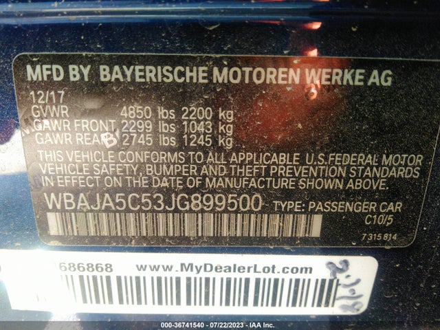 WBAJA5C53JG899500 BMW 5 Series 530i