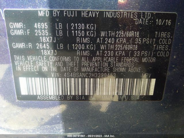 4S4BSANC2H3290453 Subaru Outback Limited