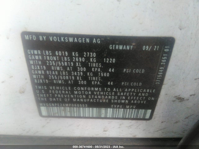 2021 Volkswagen ID.4, VIN: WVGGNPE24MP060553
