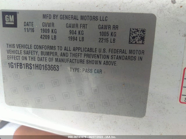 Chevrolet Camaro 1lt 2017 1G1FB1RS1H0163663 Image 10