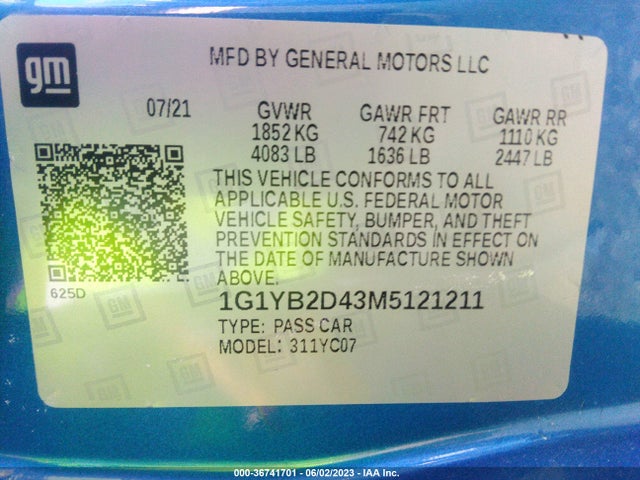 Chevrolet Corvette 2lt 2021 1G1YB2D43M5121211 Image 10