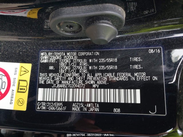 JTJBARBZ7G2094072 Lexus NX 200T